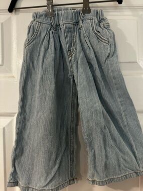 Kids Light Wash Wide-Leg Denim Jeans - Light Blue